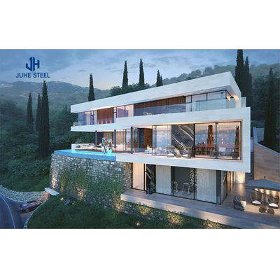 Puerta corredera prefabricada Cuadro de acero Estructura Casa Kit Villa con ventana de aleación de aluminio