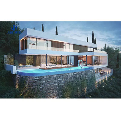 Puerta corredera prefabricada Cuadro de acero Estructura Casa Kit Villa con ventana de aleación de aluminio