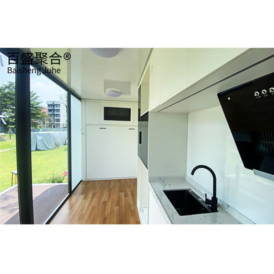 Casita pequeña con muebles de oficina Villa de diseño moderno Cabina de manzanas expandible