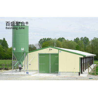 Agricultura de acero Paquete plano lado abierto Granero de aves de corral Casita de pollo para estructura de acero Almacén