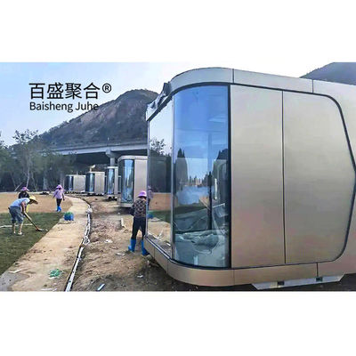 Casas de contenedores de villas con doble acristalamiento personalizado Hotel de cápsula espacial móvil