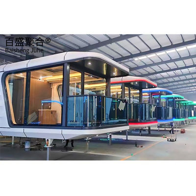 Casas de contenedores de villas con doble acristalamiento personalizado Hotel de cápsula espacial móvil