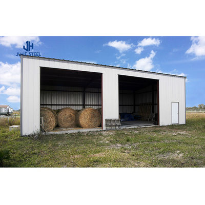 Puerta corredera cobertizo prefabricado de granja de cabras con diseño y techo de chapa de acero simple
