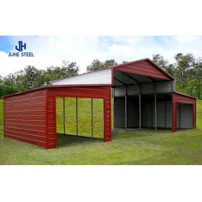Puerta corredera cobertizo prefabricado de granja de cabras con diseño y techo de chapa de acero simple