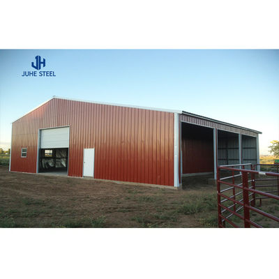 Puerta corredera cobertizo prefabricado de granja de cabras con diseño y techo de chapa de acero simple