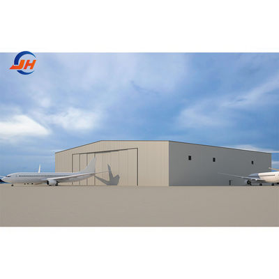Hangar de aeronaves de acero pintado con estructura prefabricada y canal de acero en forma de C.Z.