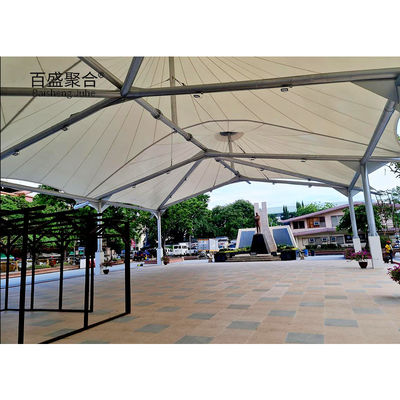 0.065mm Tejido estructura de sombra de carpa sombreador de sol PVDF PTFE Parking estructura de membrana de tensión