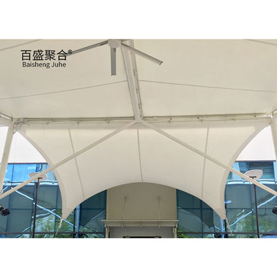 0.065mm Tejido estructura de sombra de carpa sombreador de sol PVDF PTFE Parking estructura de membrana de tensión
