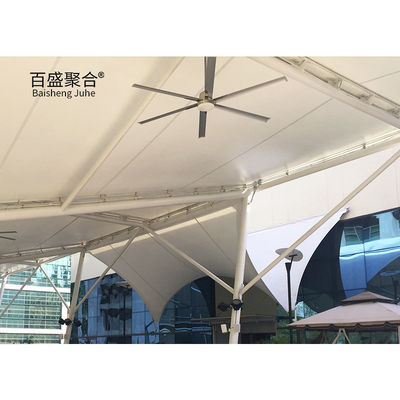 0.065mm Tejido estructura de sombra de carpa sombreador de sol PVDF PTFE Parking estructura de membrana de tensión