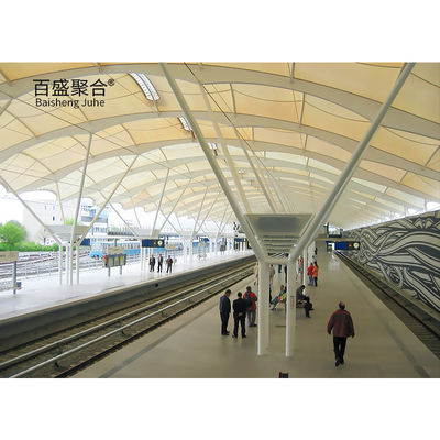 0.065mm Tejido estructura de sombra de carpa sombreador de sol PVDF PTFE Parking estructura de membrana de tensión