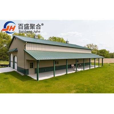 Garage de estructura de acero de estilo personalizado con ventanas pintadas estándar ASTM